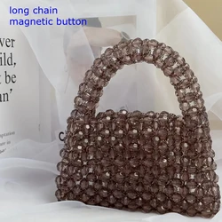 Borsa di perle personalizzata Designer Brand Clear acrilico Crystal Bead Box Totes Handbag Women Handmade Summer Party piccola borsa a secchiello