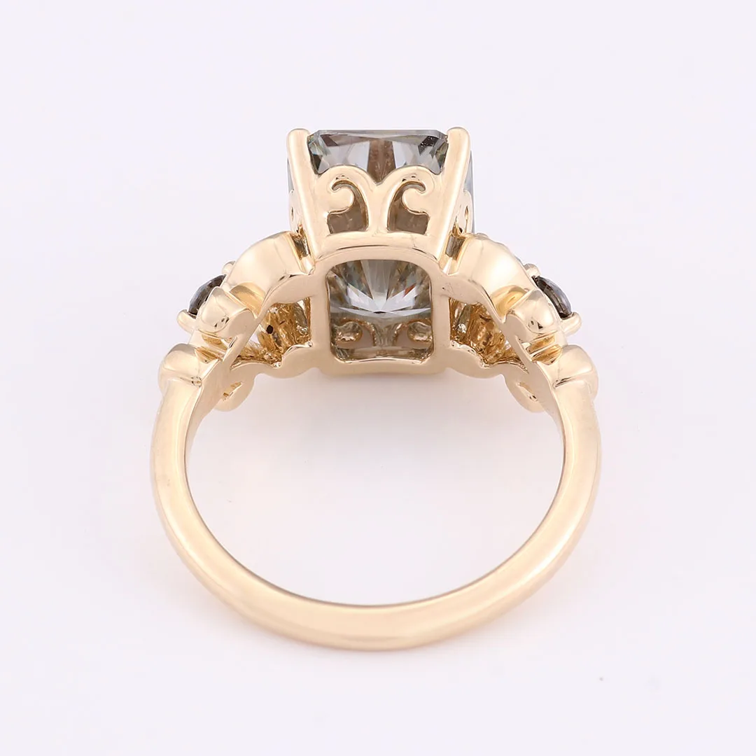 Provence Gray Moissanite Statement Rings for Women 14K Luxury DIY Jewelry 5.5CT Anniversary Rings for Gradmother