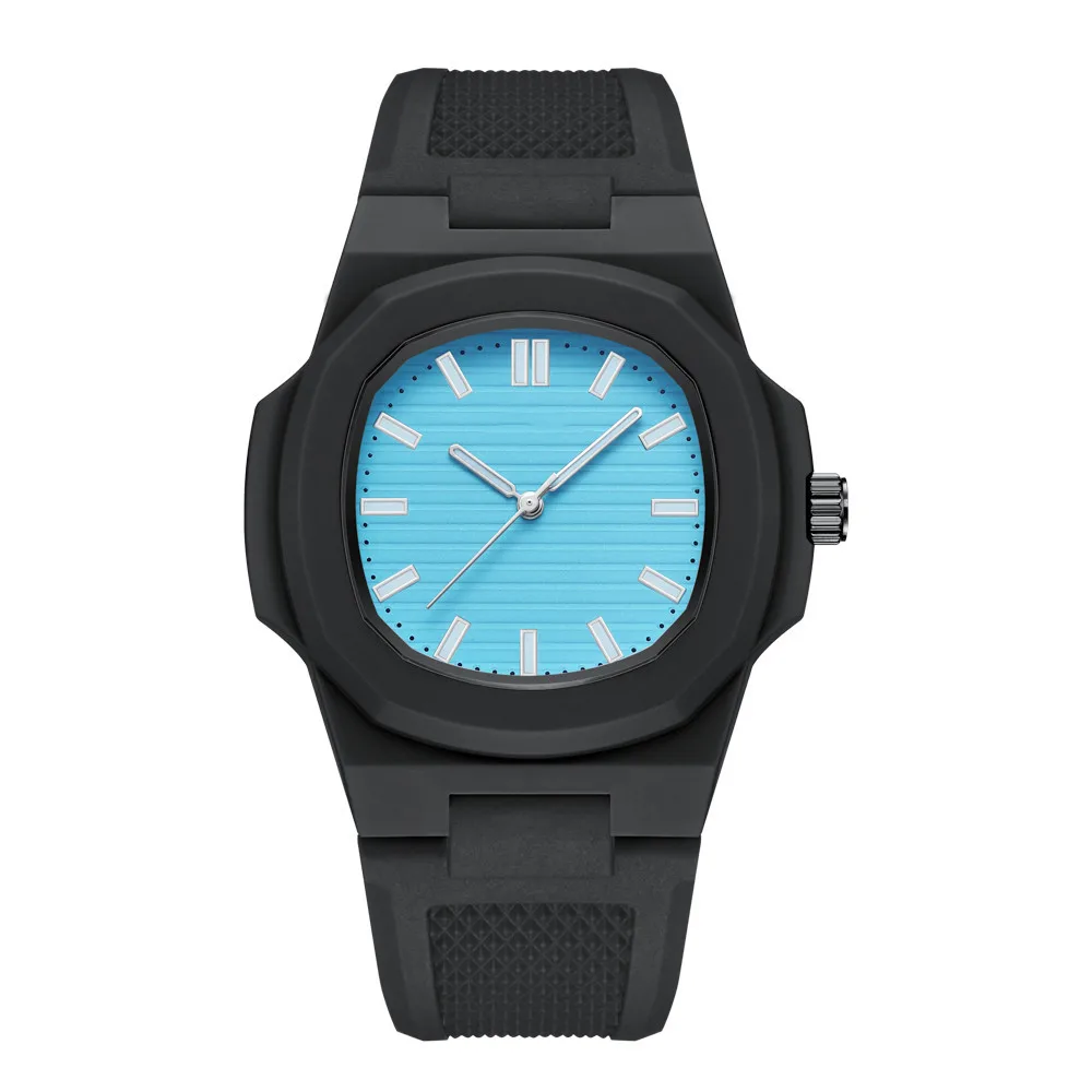 Luxury Brand Square Stripe Color Silicone Men's Watch Waterproof Quartz Sport Wristwatch for Couples Rlojes Para Hombre