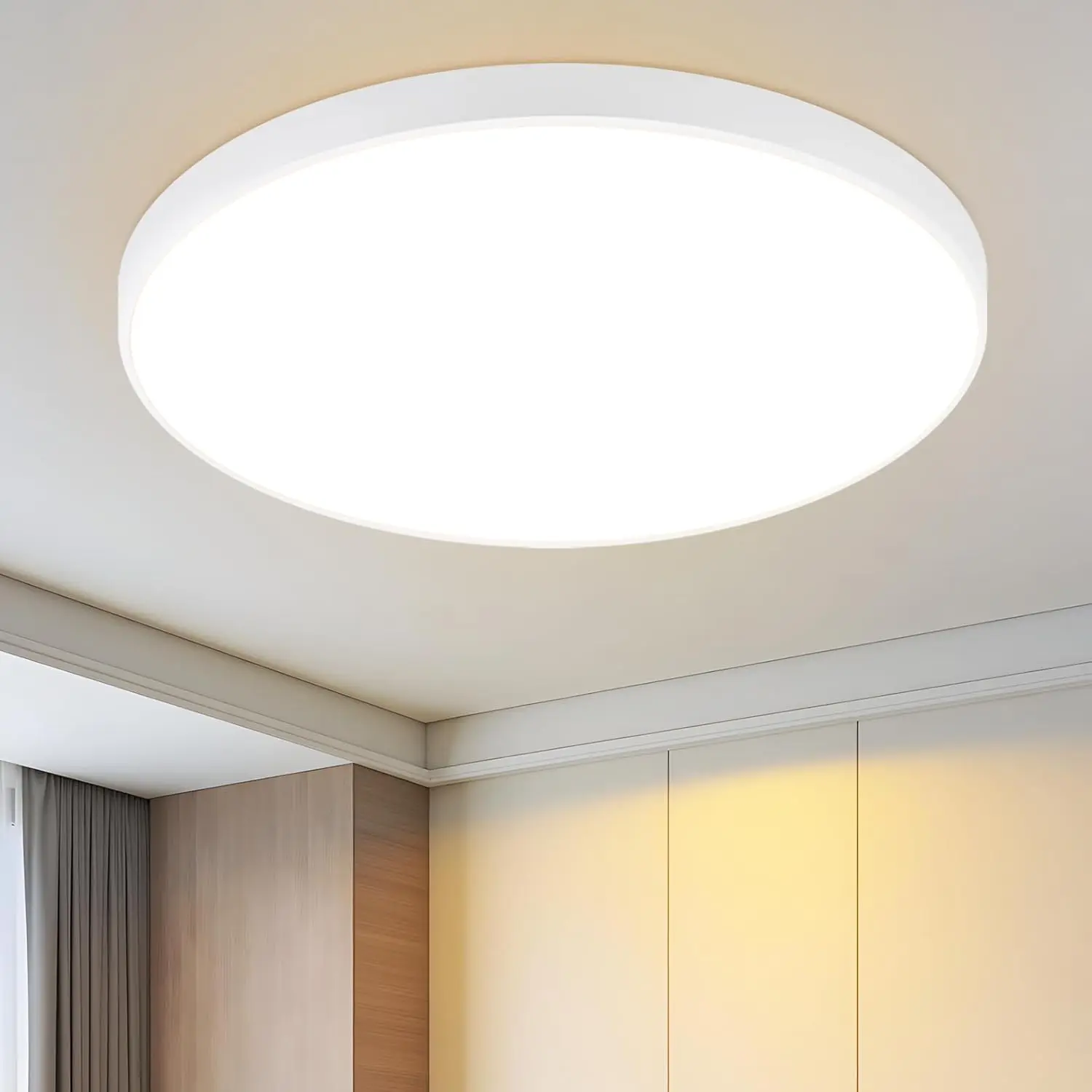 Cliheet Weiße LED-Deckenleuchte, 21 cm, rund, 12 W, 3000 K, IP44, wasserdicht, modern, für Badezimmer, Küche, Flur