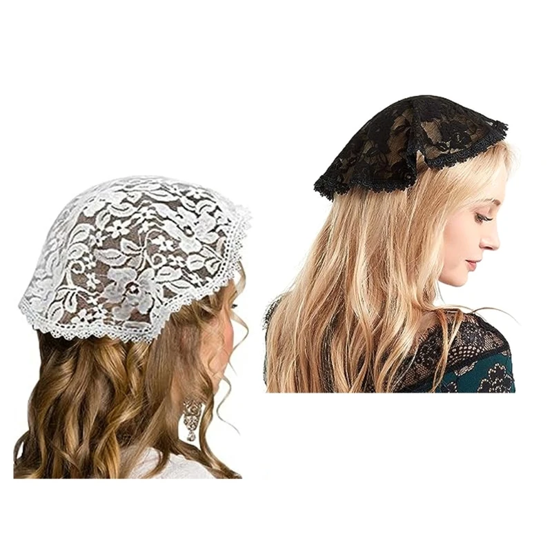 

Hot Girls Lace Floral Headscarf Islamic Kerchief with Lovely Lace Floral Turban Summer Head Wrap Lovely Hair Kerchief