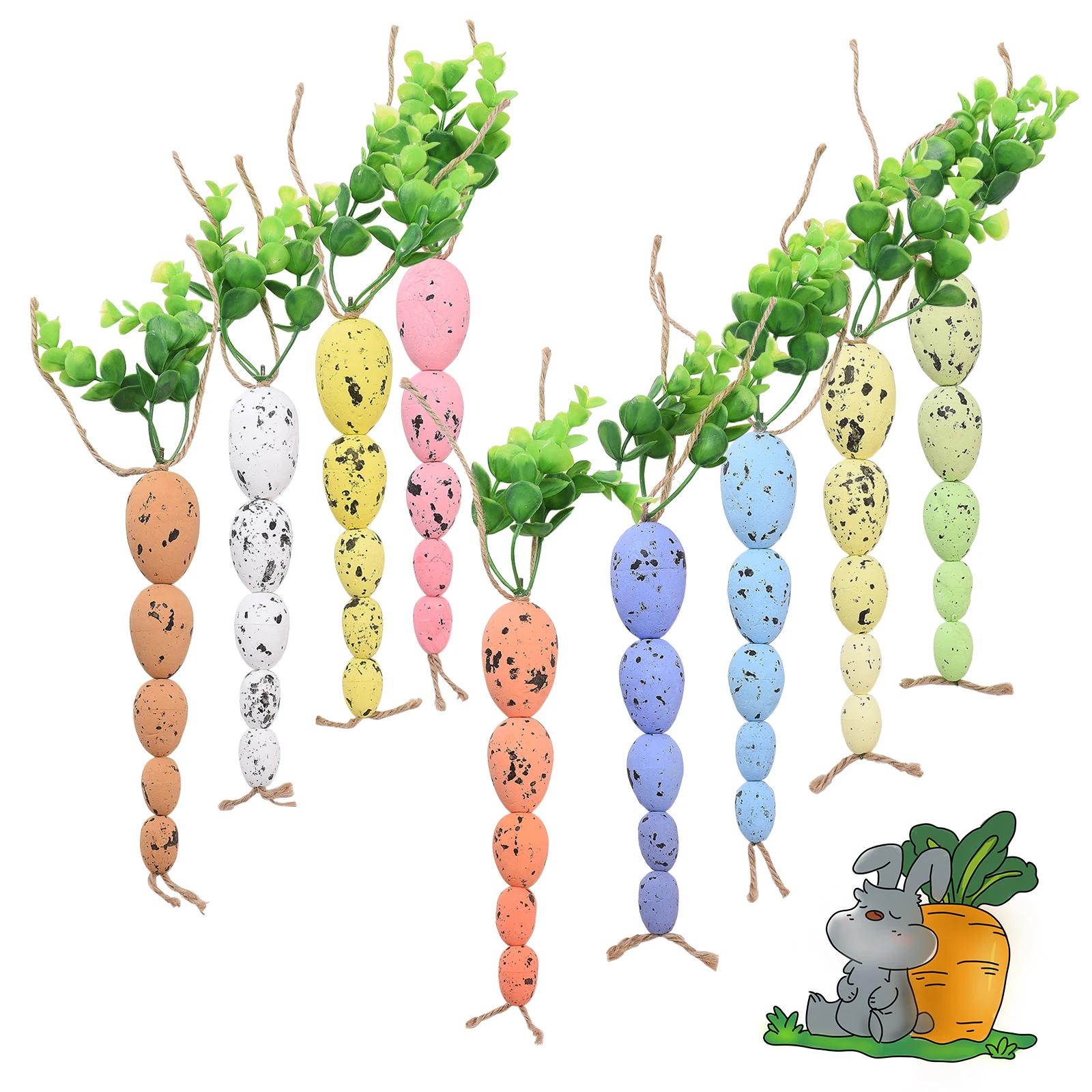 

Simulated Easter Eggs Carrots Tree Decorations Creative Multicolor Foam Egg String Ornament Festival Party DIY Decoration