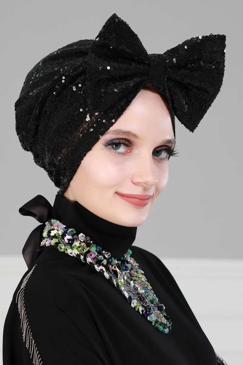 Nœud géant pailleté os noir