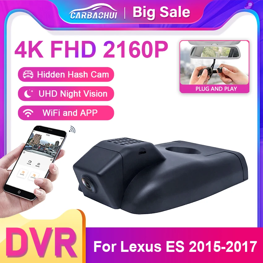 

4K 2160P Car DVR Plug and Play Dash Cam Camera UHD Night Vision WiFi & APP Video Recorder For Lexus ES ES200 ES250 ES300 DashCam