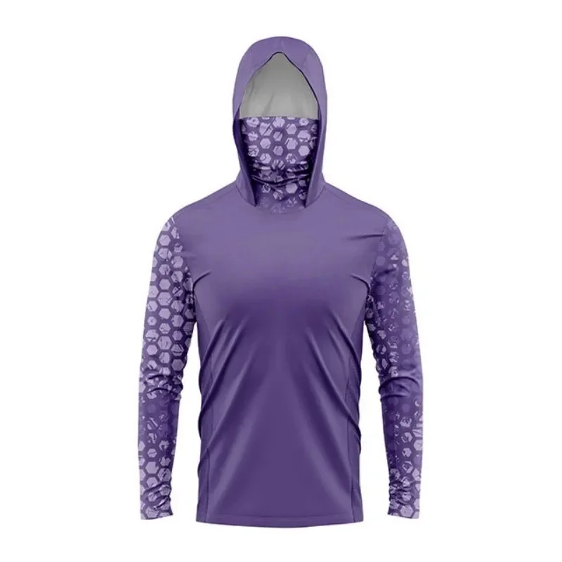 MALFC Hood Fishing Shirt Fishing Apparel Men long sleeve fishing t shirt uv protection