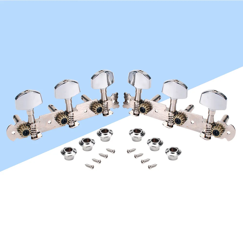 

Mini Square Head Double Holes Classical Guitar Machine Heads 3+3 Tuning Pegs for Guitar Bass GC301E (Silver)