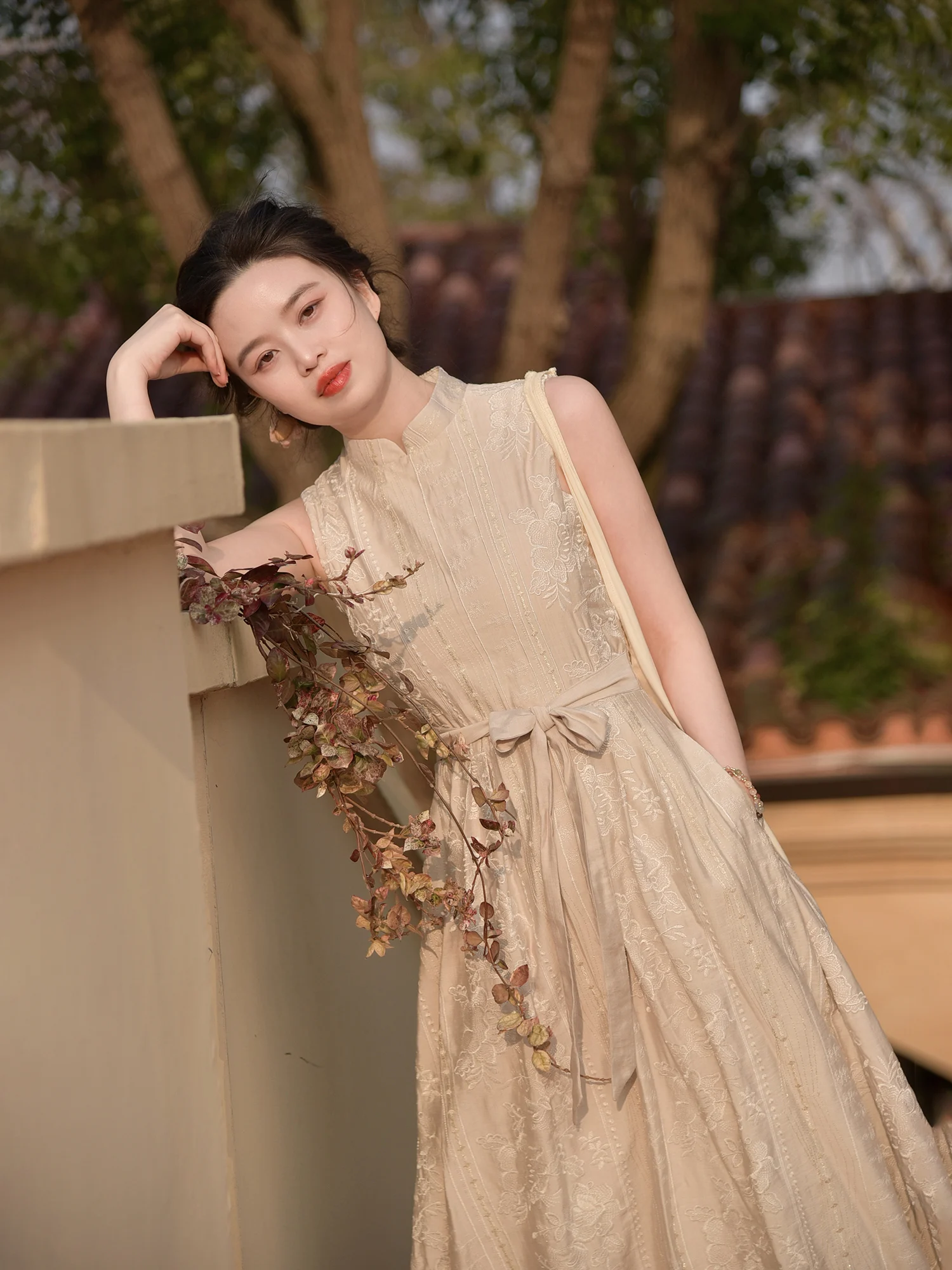 

Улучшенный льняной халат с вышивкой на воротнике, винтажный стиль, для повседневной носки, модный цвет