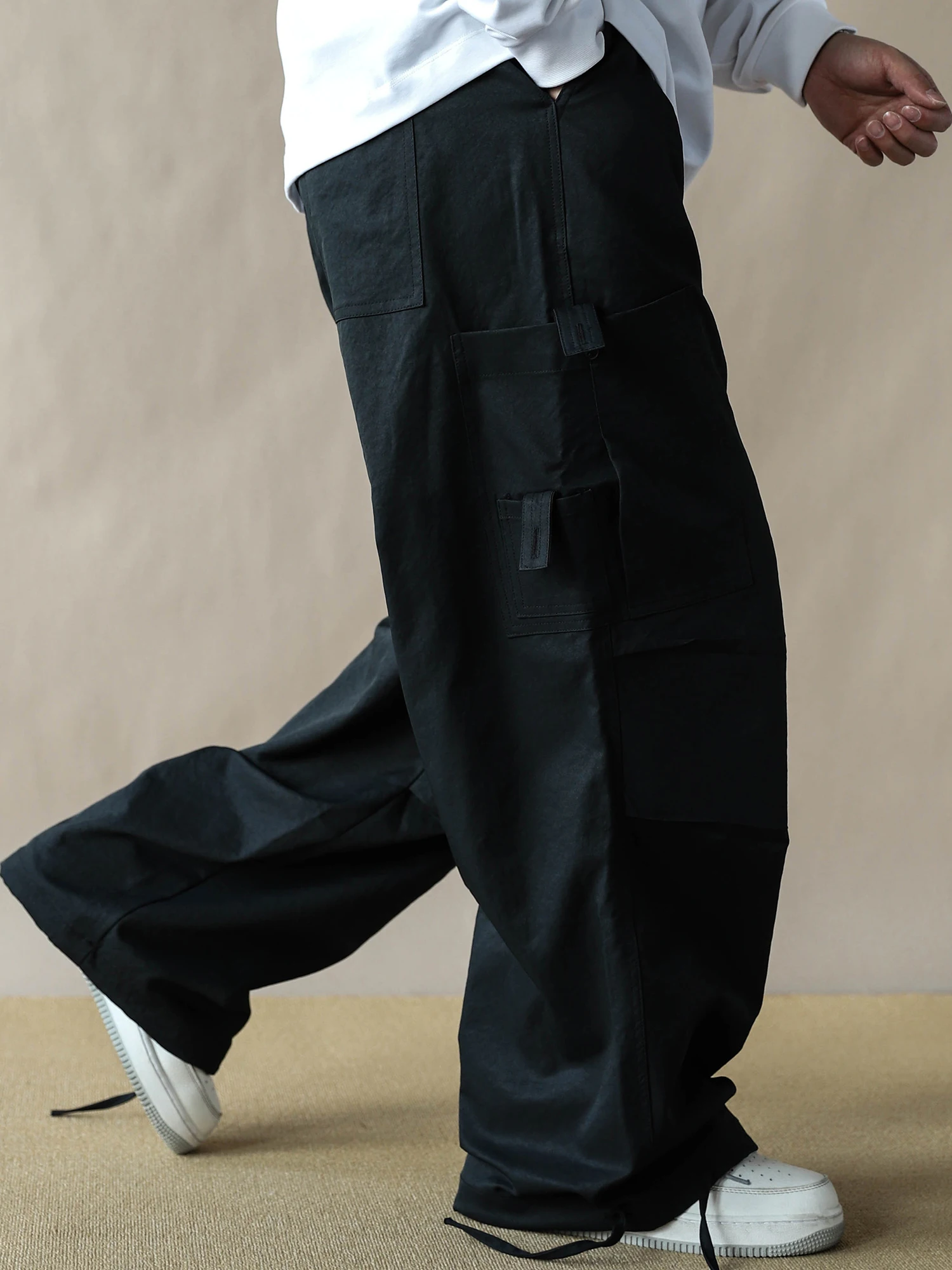 

American Workwear Sle Multi-ket Straight Leg Pants Loose Casual Trousers Men's Trendy Bla Wide Leg Pants ex