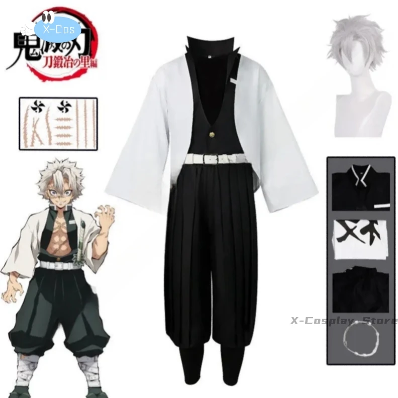 

Shinazugawa Sanemi Cosplay Costume Wig Anime Demon Slayer Wind Hashira Uniform Stickers Kimetsu No Yaiba Swordsmith Village Arc