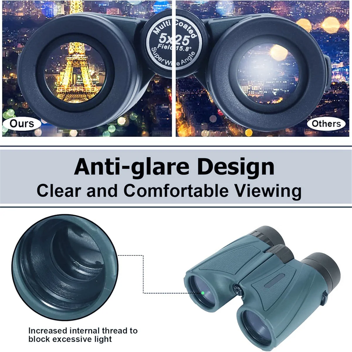 ATS-5x25 15.8 °   مناظير زاوية واسعة للغاية للرياضة - مجال رؤية كبير، - مناظير مدمجة للمنظفات