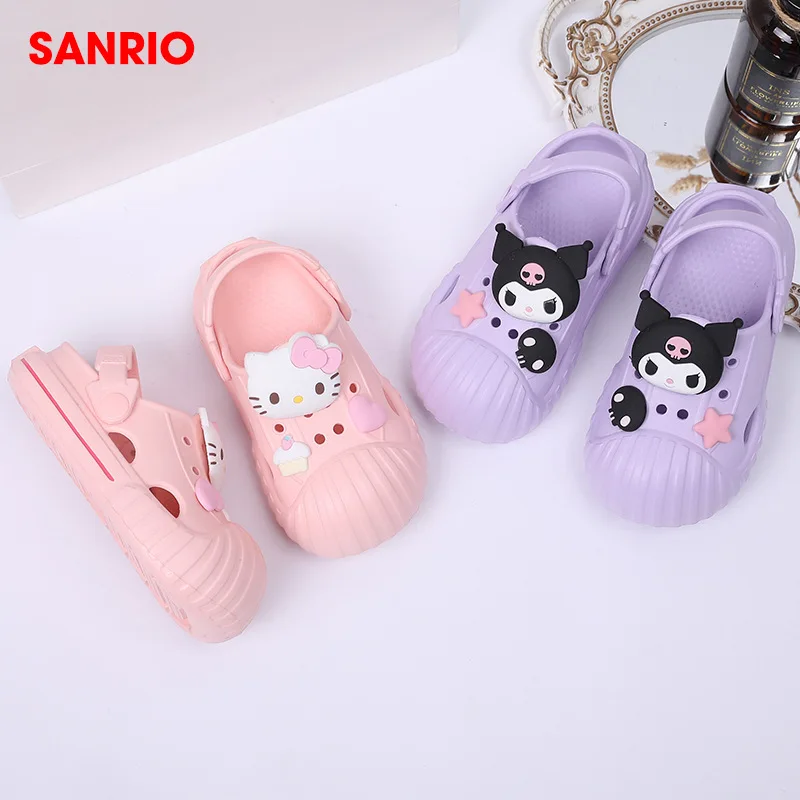 

Sanrio Children Slippers Hello Kitty Cute Cartoon Kurumi Kawaii Summer Beach Play Lightweight Non-Slip Shoes Toys Girls Gifts