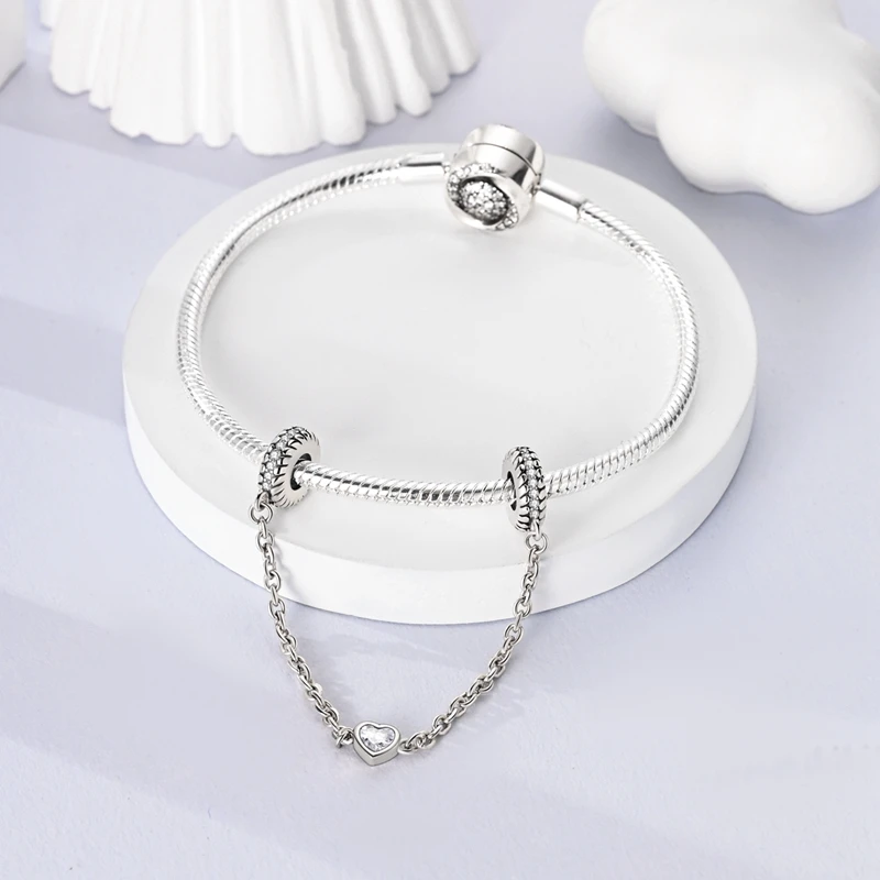 Silver-Plated Rainbow Moon Safety Chain Charms Fit Original Bracelets Bag Keychain Charms Beads Pendant Diy Women Jewelry Gift view 5