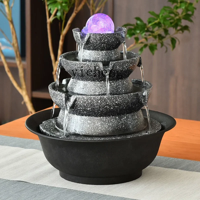 TWR Flowing Water Ornament Circulating Water Ball Living Room Desktop Eight Directions of Wealth Fountain Decoration
