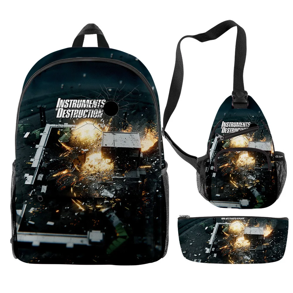 Fashion Youthful instruments of Destruction 3pcs/Set Backpack 3D Print Bookbag Laptop Daypack Backpacks Chest Bags Pencil Case