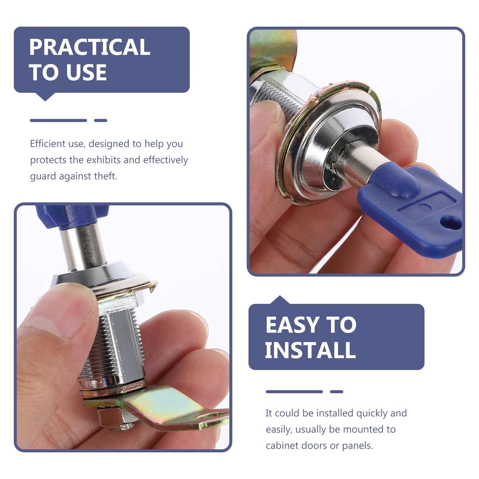 

Door Round Bead Lock Drawer Locks with Keys Cabinet Silver Zinc Alloy for File Cabinets