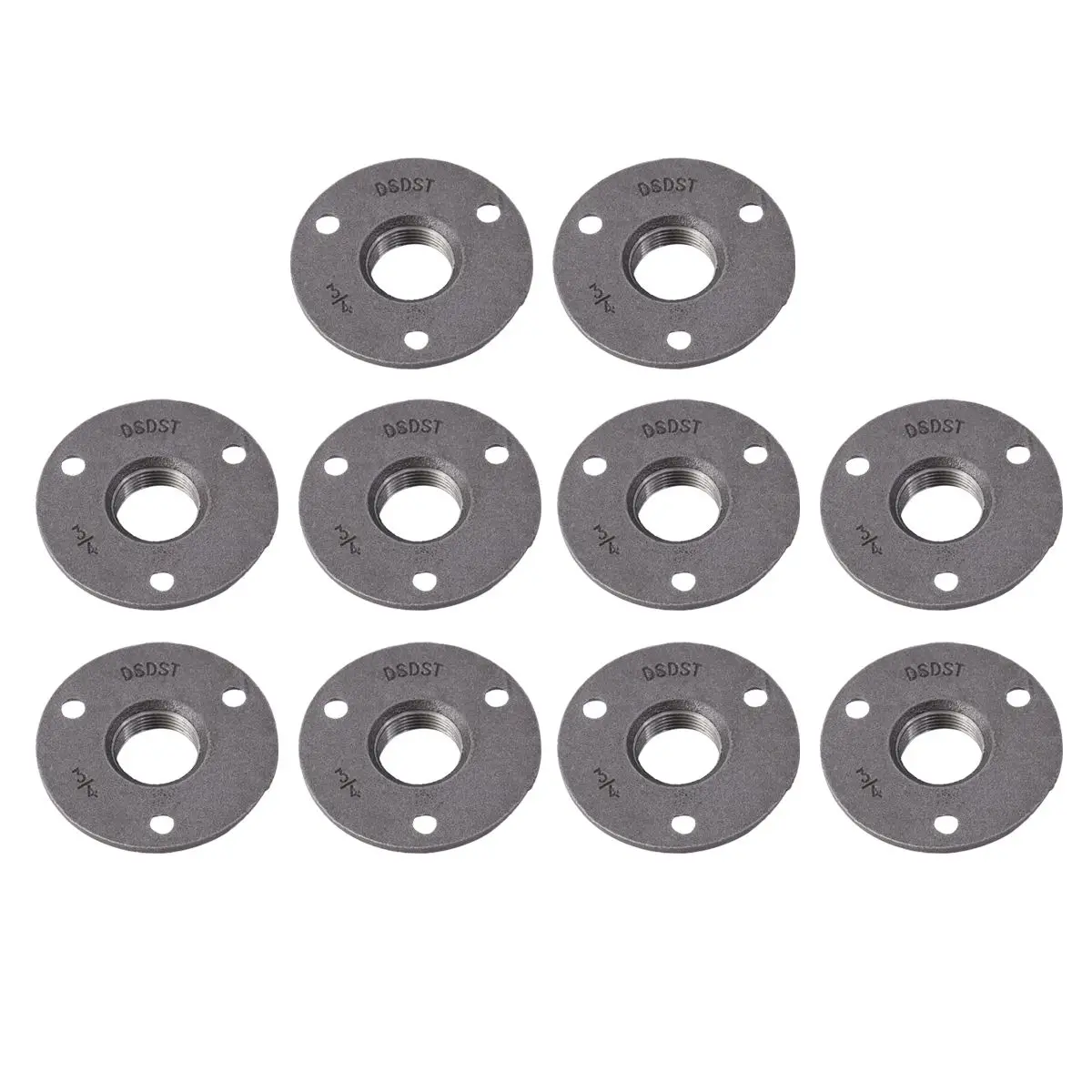 10 Pcs Flange Base Threaded Wall Mounted Heavy Duty Industrial Style Fittings Furniture Shelving Curtain Rails Frames