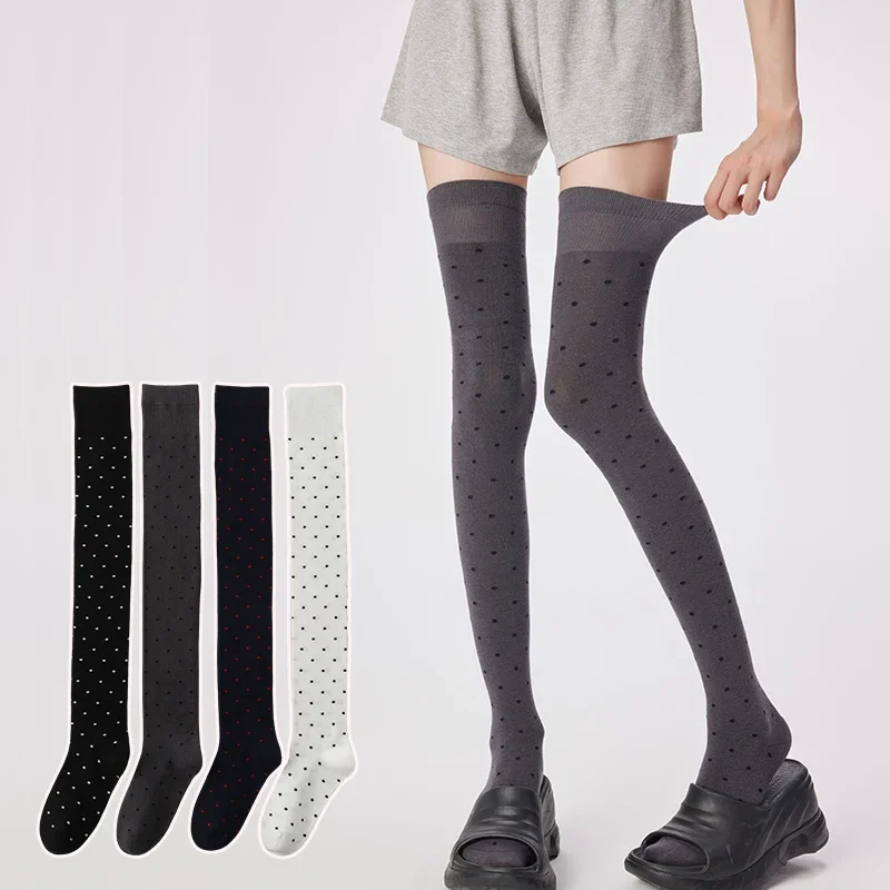 

JK Long Socks Polka Dot Red Border Stockings for Women Costumes Summer Fashion Leg Sexy Transparent Black Silky Stocking Medias