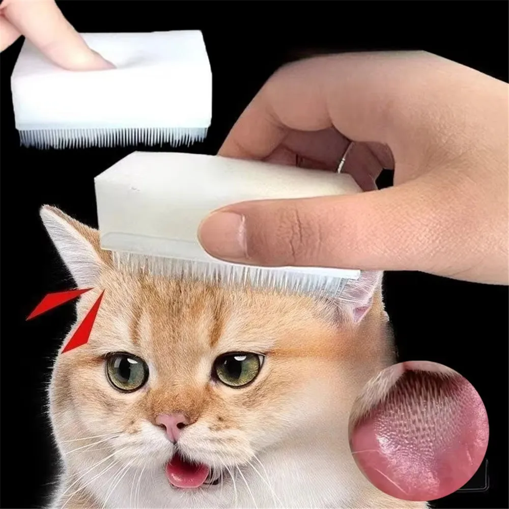 Escova de Massagem para Gatos, Escova de Limpeza Sensorial para Língua, Escova Macia para Língua de Gatos e Cães, Escova de Esponja Dupla Face para Desincrustar a Língua de Gatos