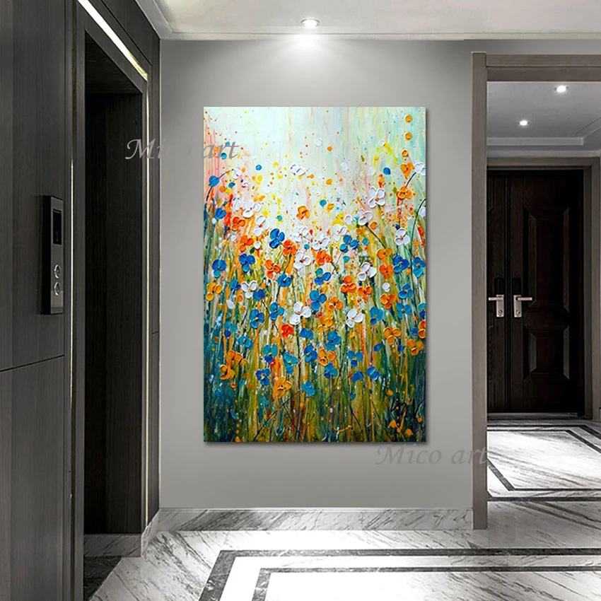 

100％ Hand Painted Picture Acrylic Flower Painting Designs For Wall Decoration Abstract Frameless Easy Canvas Painting Artwork