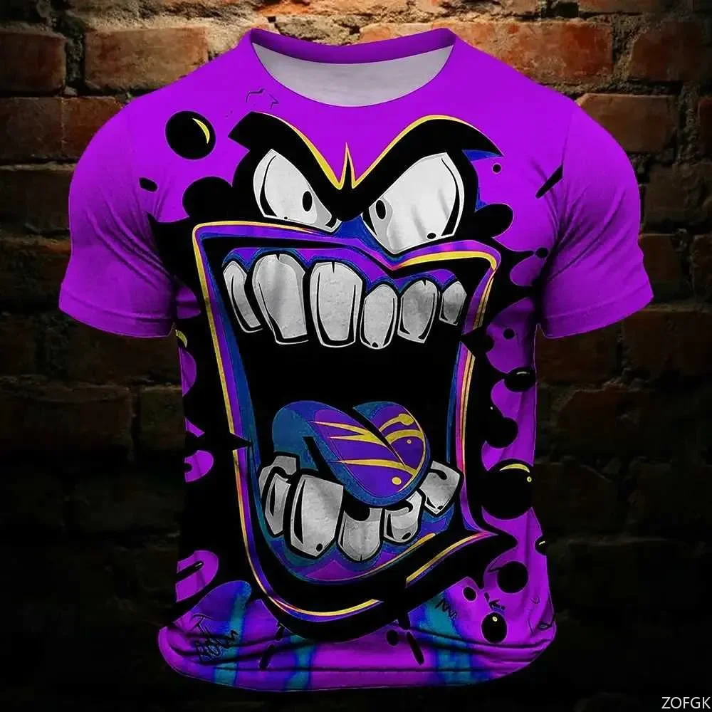 

Мужская футболка с забавным гримаса и 3D принтом, винтажная модная крутая одежда с круглым вырезом, одежда на каждый день, праздник, отпуск, топ с короткими рукавами