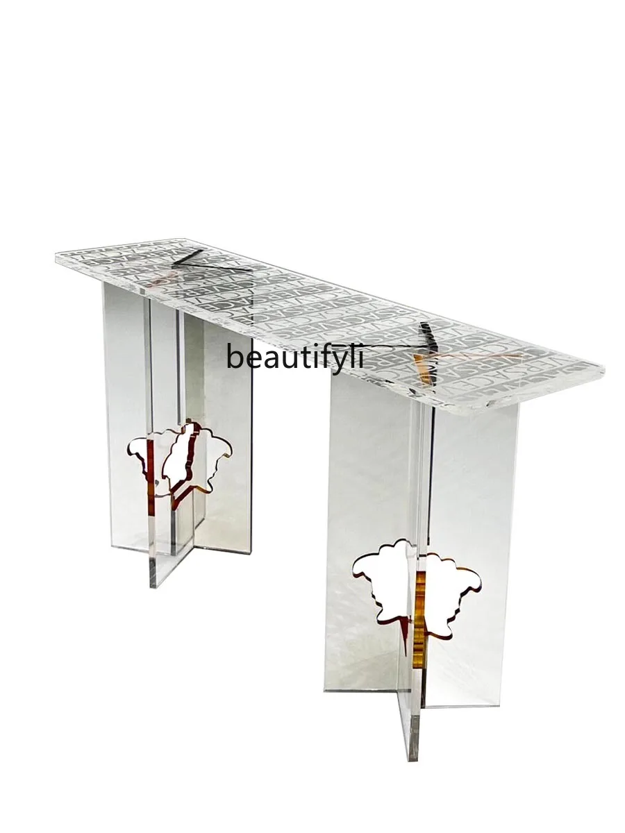 

Console Tables Light Luxury Acrylic Hallway Decoration Table Length a Long Narrow Table Wall Storage Side View Sets