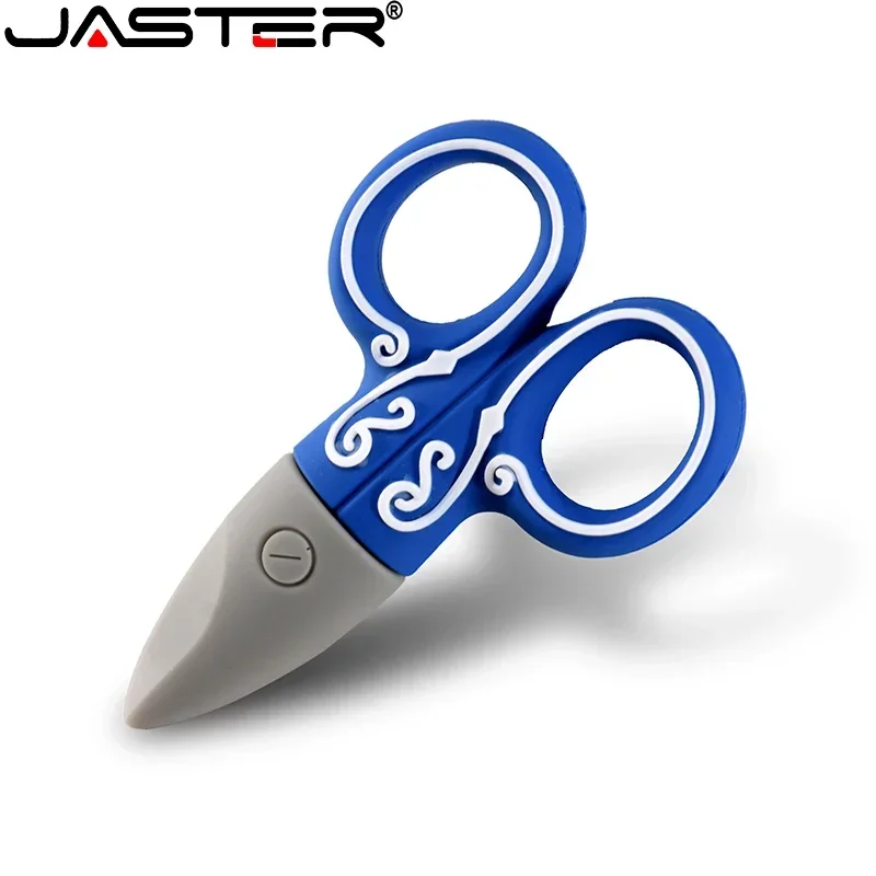 JASTER Mini Scissors USB Flash Drive 64GB Cute Silicone Memory Stick 32GB Real Capacity Pendrive 16GB بچوں کے لیے تحفے U Disk 16GB