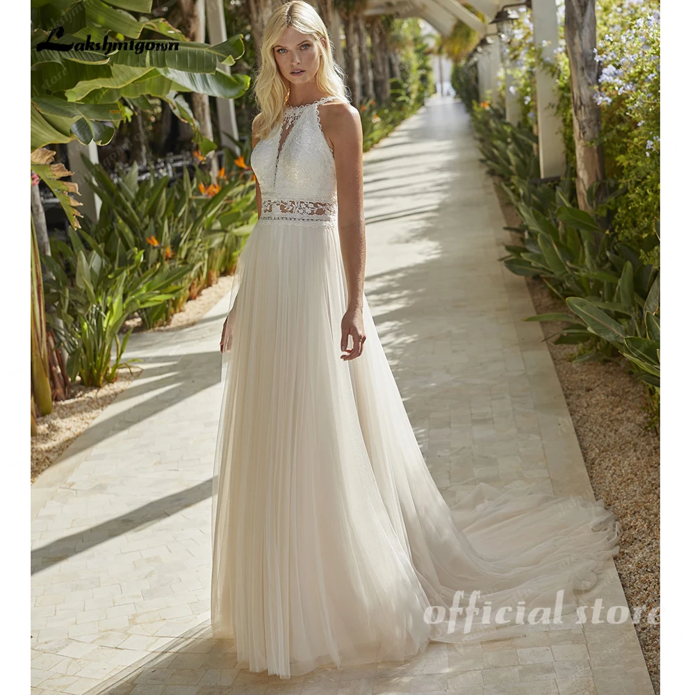 Lakshmigown Boho Damen Hochzeitskleid für den Sommer, Tüll, langes Strand-Hochzeitskleid, Spitze, Illusionsrücken, Vestido De Novia, maßgeschneidert – Detail 5