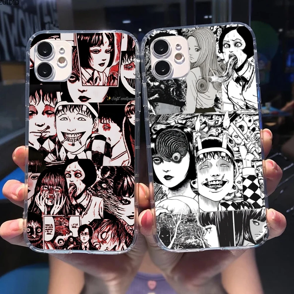 Junji Ito Cool Souichi Mobile Cell Phone Case for iPhone 15 14 13 12 11 X XR XS 8 Pro Max Plus Mini Clear Transparent Cover