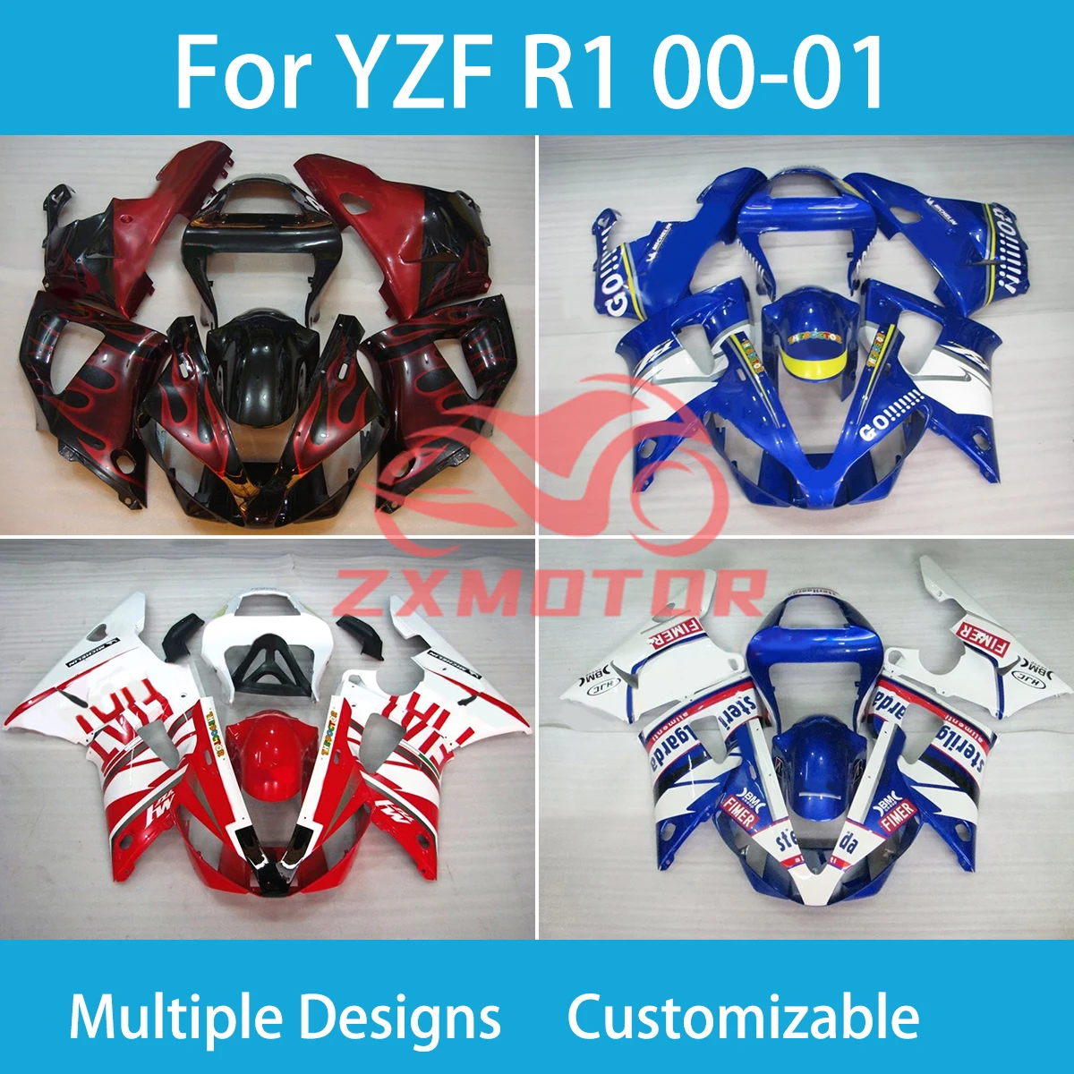 

YZF R1 00 01 Injection Fairings for YAMAHA R1 2000 2001 Motorcycle Rebuild ZXMT Plastic Fairing Body Parts Kit