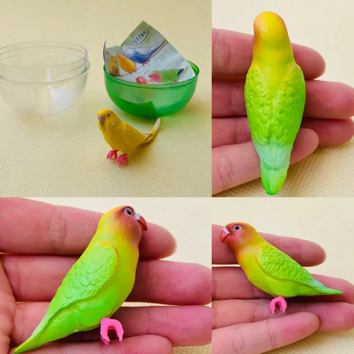 

Genuine Simulation Cute Standing Parrot Cockatiel Small Parrot Twisted Egg Ornaments Figure Model GACHA TOYS