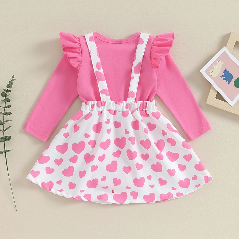 Toddler Girl s 3 Piece Clothing Set Long Sleeve Floral Print Top Suspender Skirt Headband Outfit for Fall