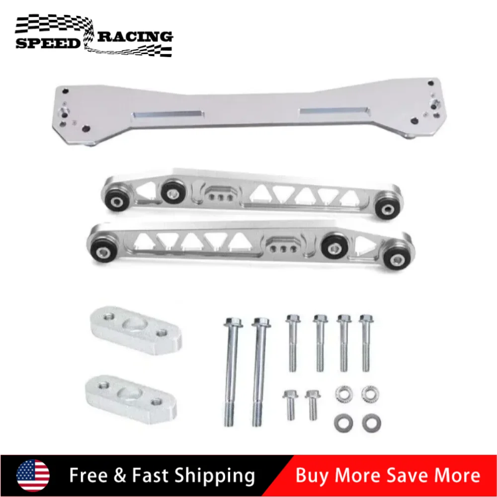

High Quality Billet Rear Lower Control Arm + Subframe Brace Tie Bar Sliver For 1996-2000 Honda Civic EK LCA Series