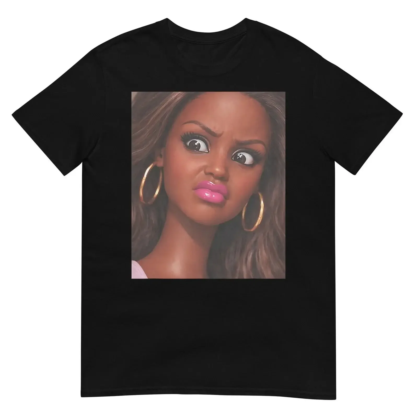 Funny Creepy Doll Face Meme Expression Hilarious Sarcastic T Shirt vintage Washed homme Slightly Unisex Stretched fashion