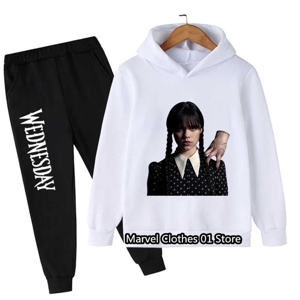 Kids Wednesday Addams Family Clothing Autumn Boys Girls Clothes Suit Children Hoodies 2pcs Set Toddler Casual Tracksuit