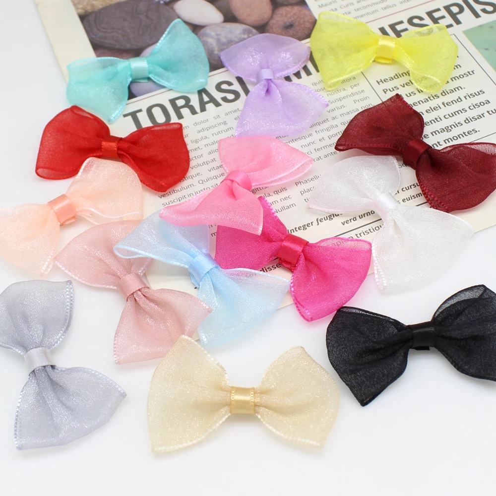 20pcs / 50pcs 40-60mm Gauze tape Bows DIY Crafts Wedding Party Birthday Decoration Handmade Bow decorations for wedding