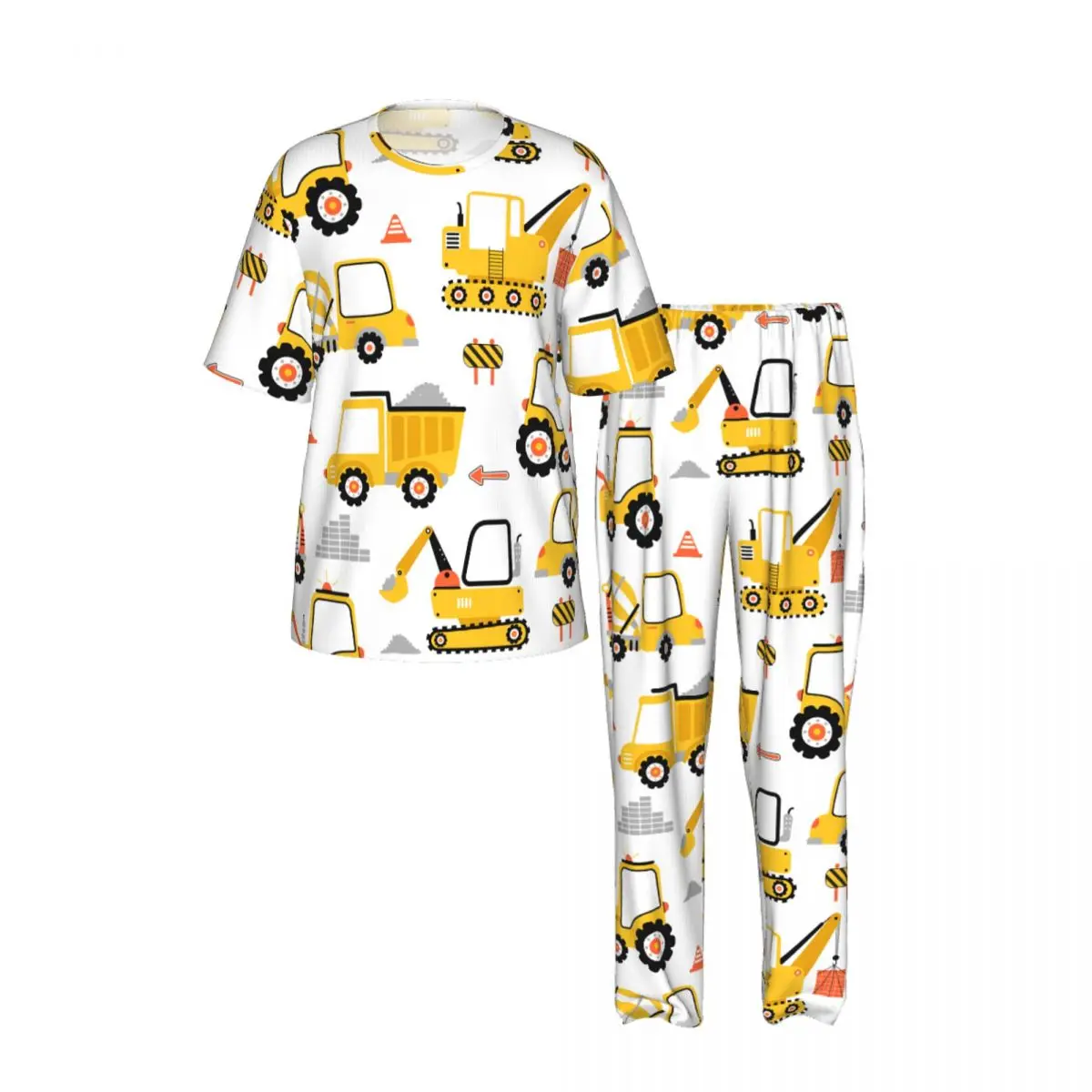 Men's Casual Pajamas Sets Short Sleeve and Pants Sets Male Sleepwear Cartoon Truck Home Clothes