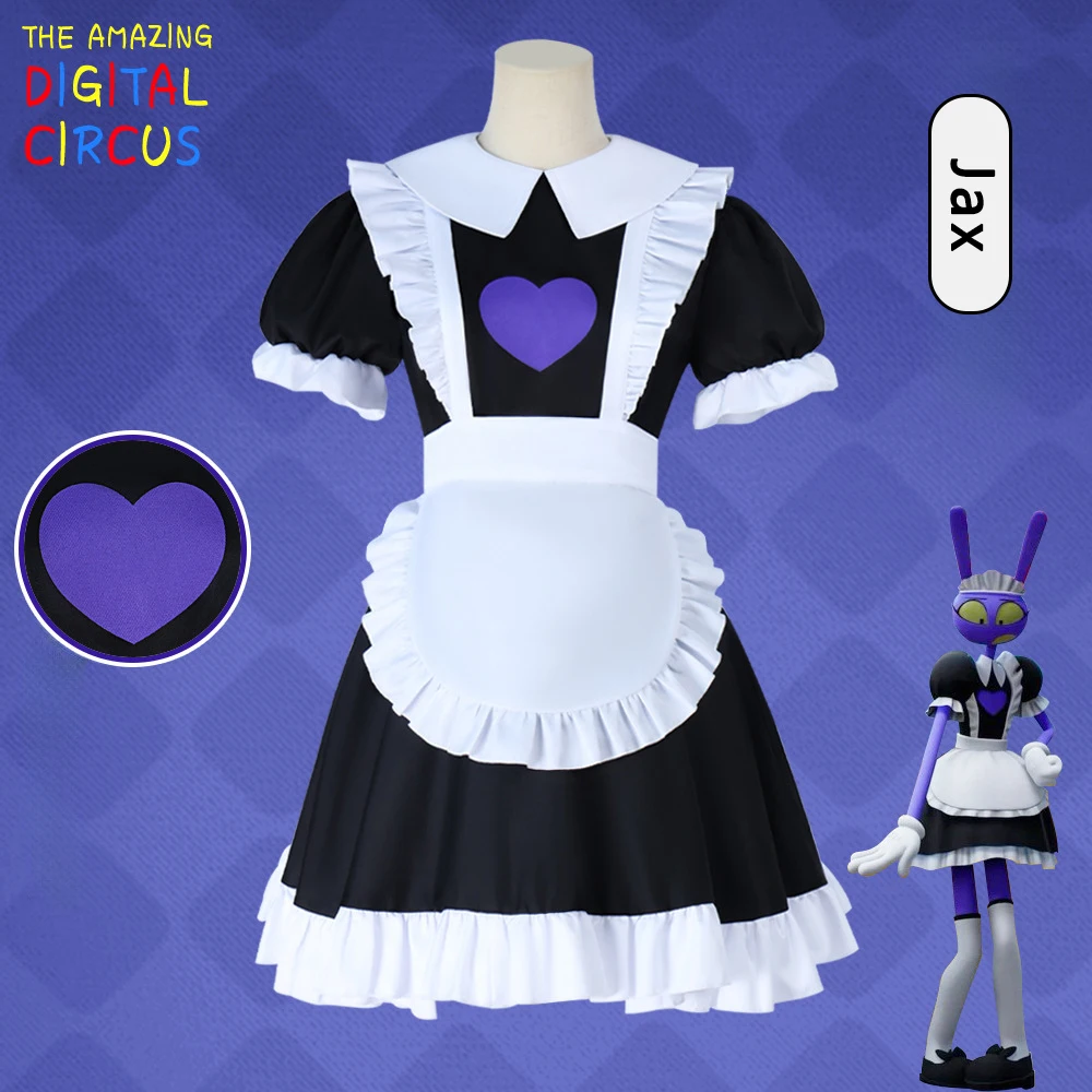 Костюмы для косплея Jax, униформа горничной, аниме, удивительный цифровой цирк, ролевая игра, карнавальный наряд на Хэллоуин для женщин и девочек