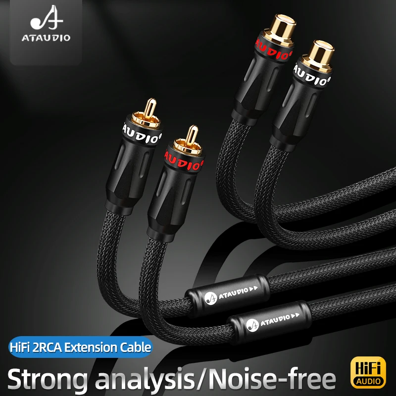 One Pair HiFi 2RCA Male to 2RCA Female Audio Cable 6N OFC for Amplifier Subwoofer Amplifier Hifi RCA Extension Cable