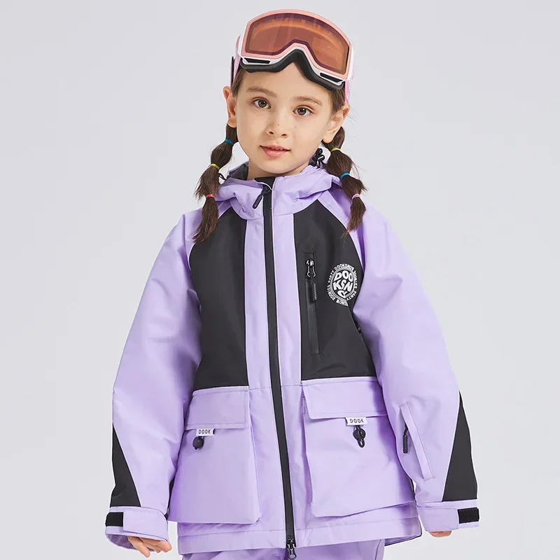 Chaqueta de nieve 2025, chaqueta deportiva con capucha para esquí al aire libre para niño, abrigos de esquí cálidos impermeables a prueba de viento, ropa de Snowboard para niña de invierno para niño