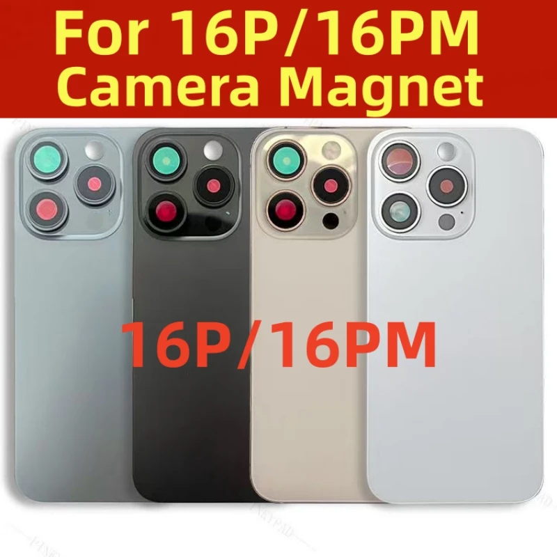 

Back Cover Glass With Camera Lens Iron Plate Magnetic Ring For iPhone 16 pro max Battery Rear Door Housing Repair Replacement