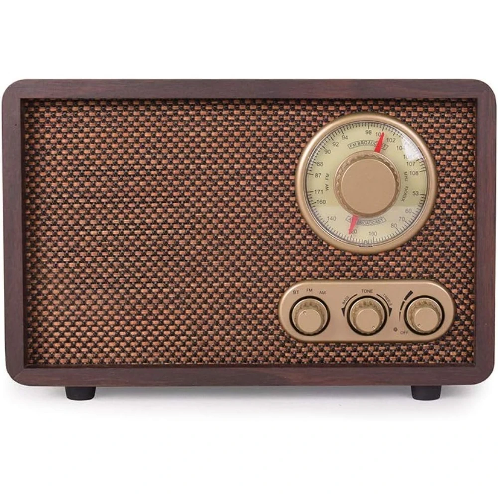 Vintage Wooden Bluetooth FM AM Radio MP3 Player Built-in Speaker Antenna for Home Kitchen
