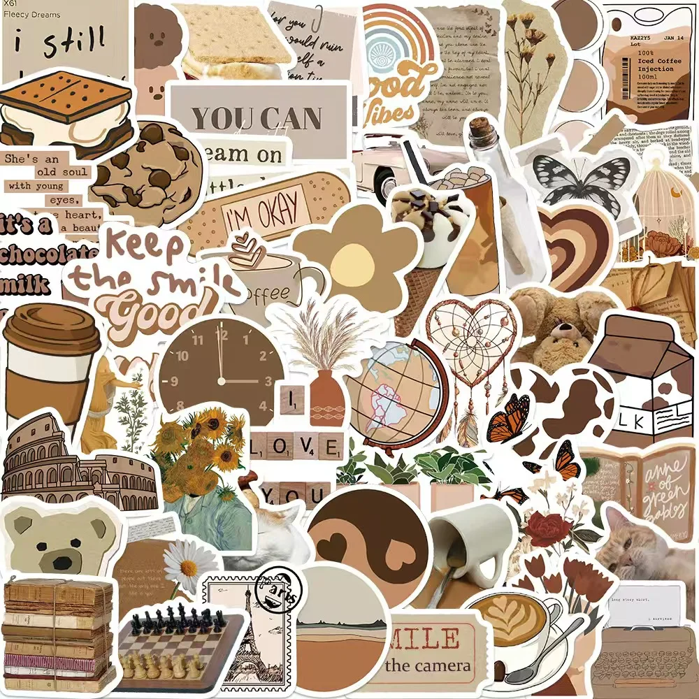 

60 pages of cute retro stickers, used for guitar refrigerators, skateboard travel luggage decals, story stores