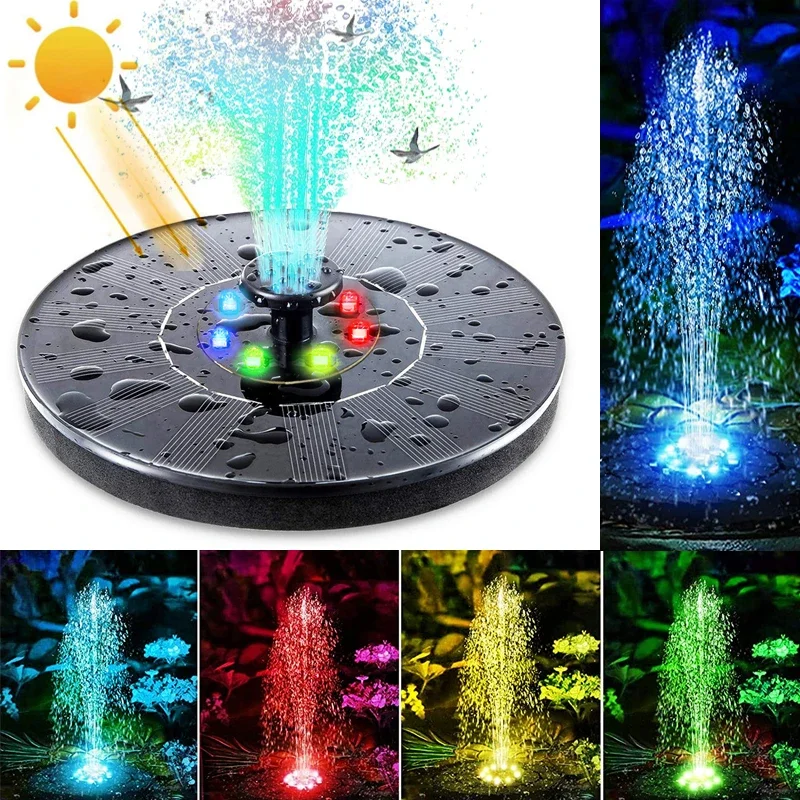 

Solar Water Fountain Pool Pond Waterfall Garden Decoration Outdoor Bird Bath Solar Powered Colorful Fountain Floating