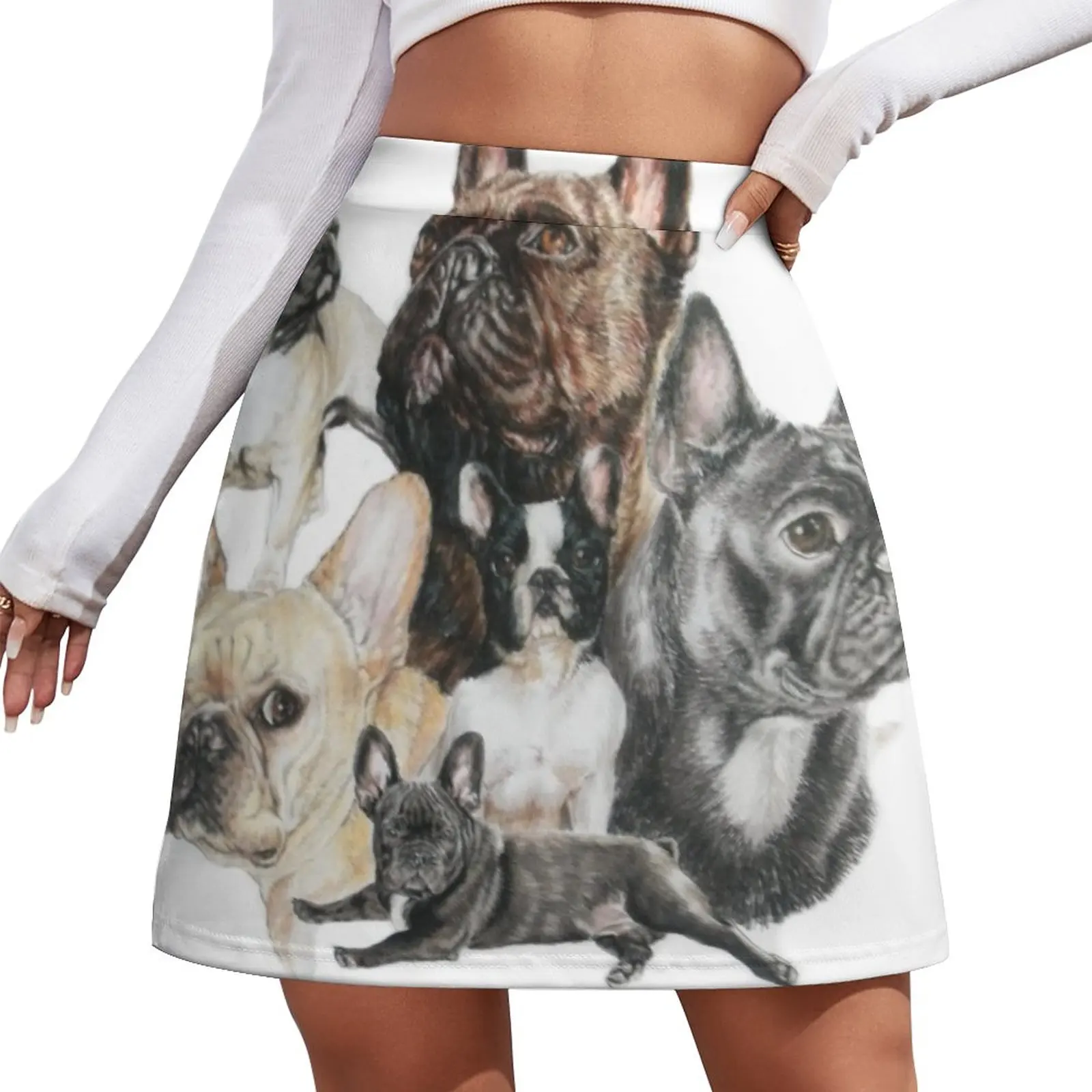 

French Bulldog Montage Mini Skirt korean luxury clothing festival outfit women korean summer clothes