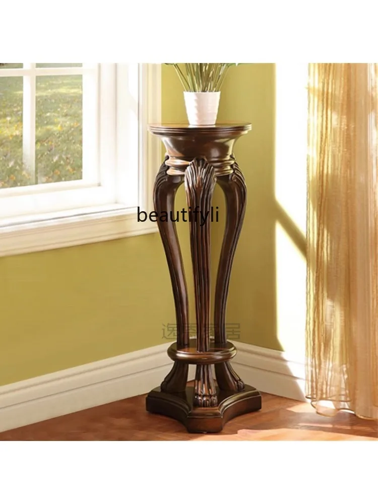 Solid Wood Flower Stand round Flower Vintage Jardiniere Living Room Home Floor High Pergola Flower