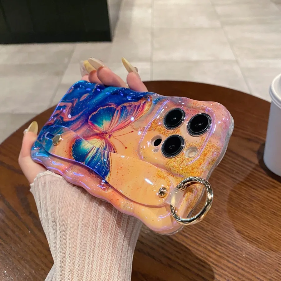 حامل معصمه، تويست - فراشة بلاتينية واحدة، فراشة بلاتينية متعددة لهاتف أبل 16 15 14 13 12promax حافظة هاتف جديدة