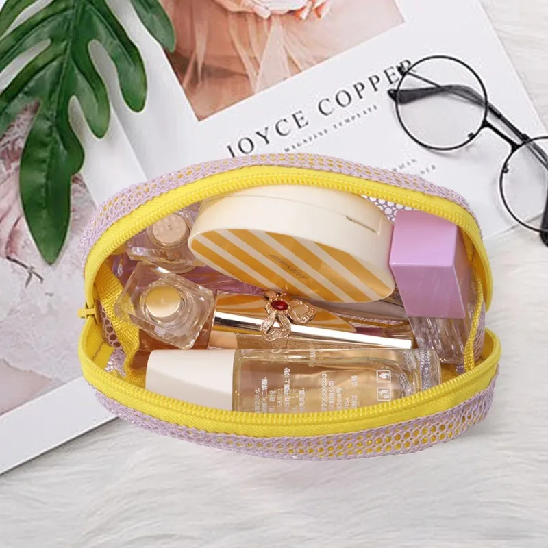 1-4PCS Cute Dough Bag Mesh Pouch Lightweight Zipper Coin Purse for Mini Lipstick Earbuds Keys Travel Storage Organizer