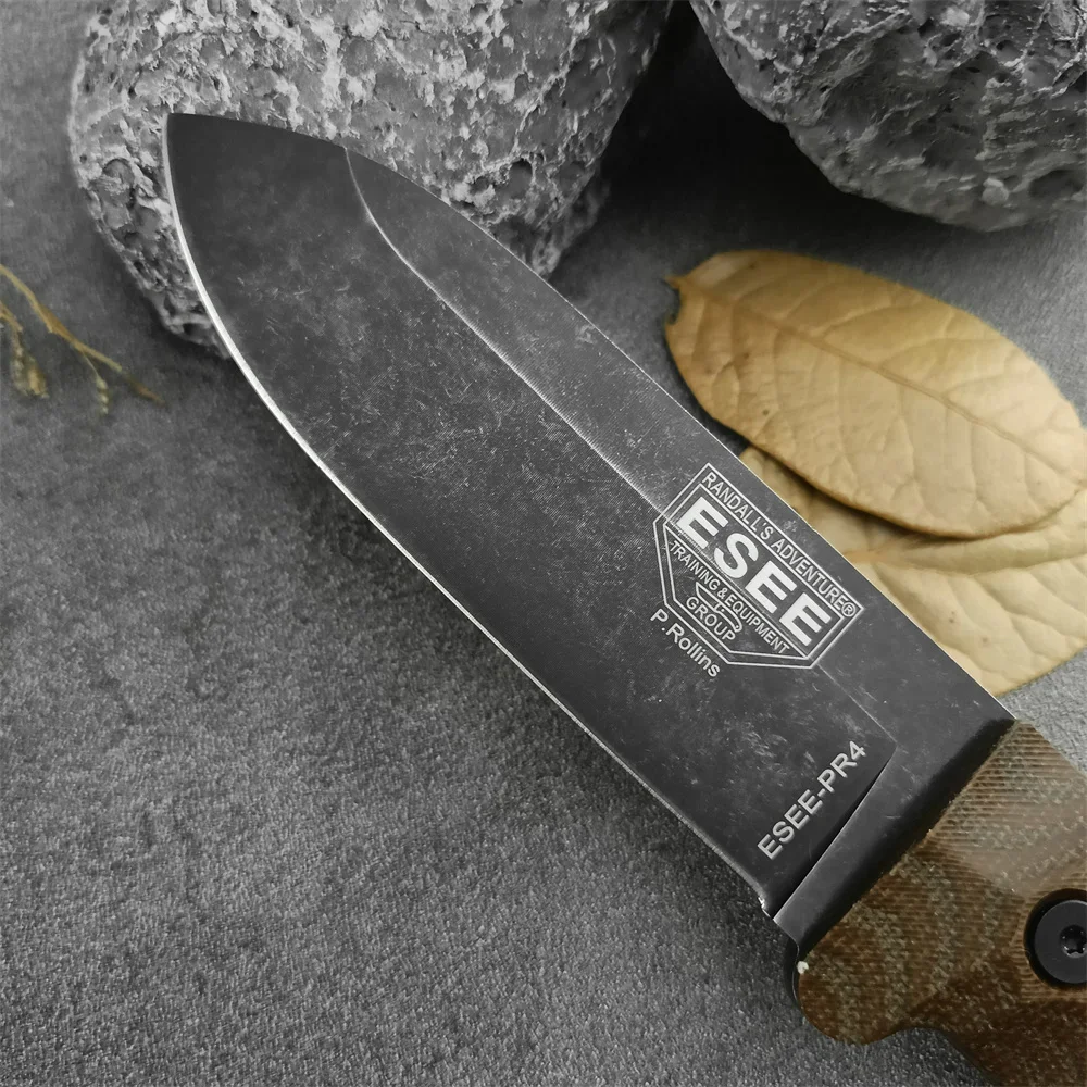 ESEE PR4 سكين نجاة متين ذو شفرات ثابتة مع غمد مثالي لأنشطة Bushcraft الخارجية وEDC