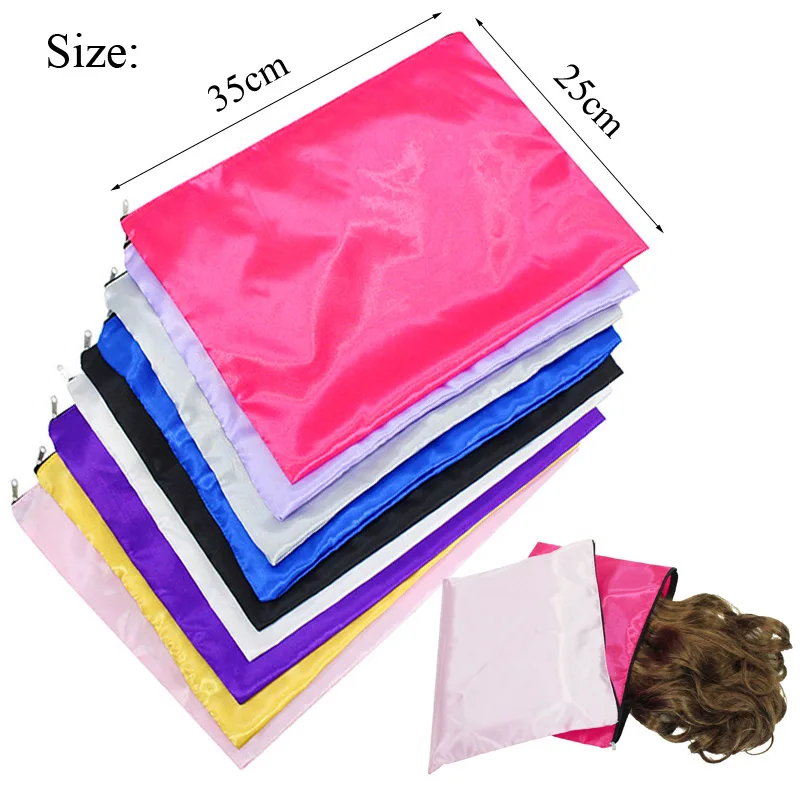 Soft Satin Hair Bags com Zipper, armazenamento de peruca funcional Big Silk Bag, economizar espaço, extensões de cabelo sacos, organizador, 20pcs