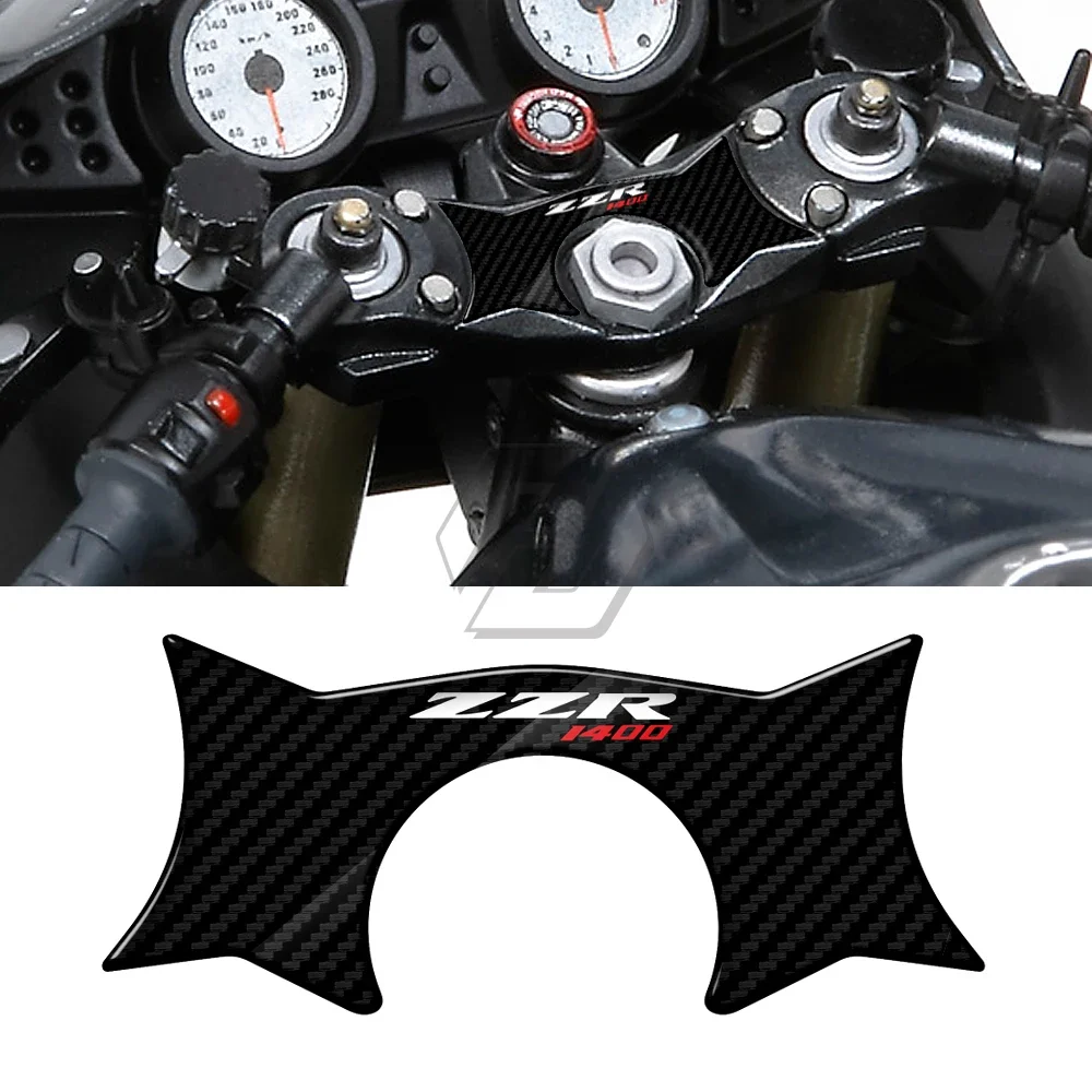 Cubierta protectora de fibra de carbono 3D para Kawasaki ZZR1400, cubierta de Triple árbol, almohadilla de tanque, 2006-2011